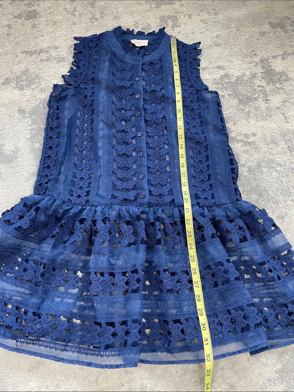 Ciebon Cara Butterfly Lace Shift Dress Navy Blue Mini Sz XS - Picture 8 of 9